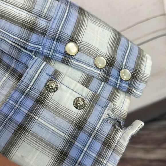 Wrangler Shirt Mens Large Blue Plaid Pearl Snap Western Rodeo Cowboy Country - Picture 5 of 11